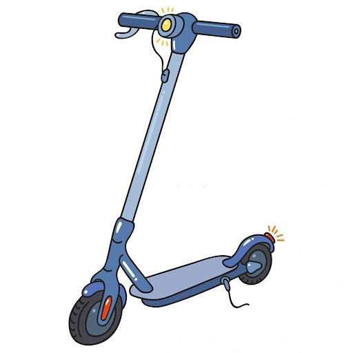 a graphic blue pro scooter with all the parts of a pro scooter attached