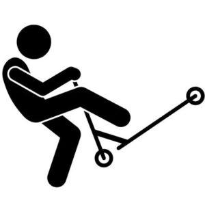 an Illustration in black of the fakie trick on a stunt scooter