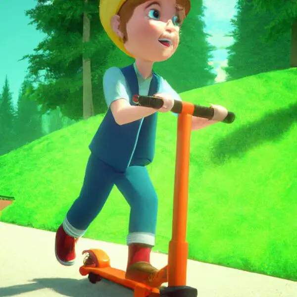Kid riding an electric scooter for kids