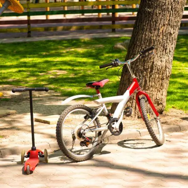 Kick scooter and a bicycle 