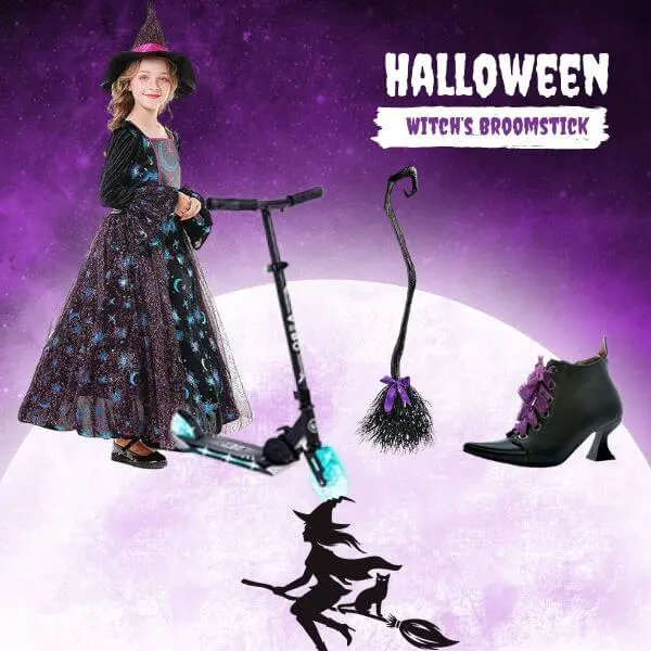 Witch's broomstick scooter costume