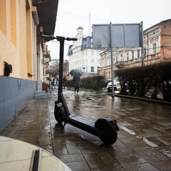 Electric scooter in rain